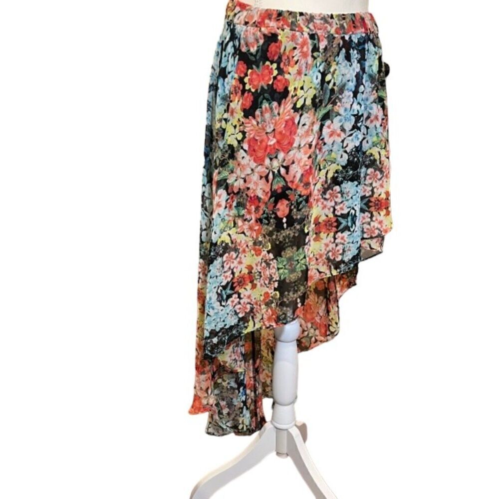 Joe Benbasset Asymmetrical Side High/Low Floral Skirt Women's Size Small